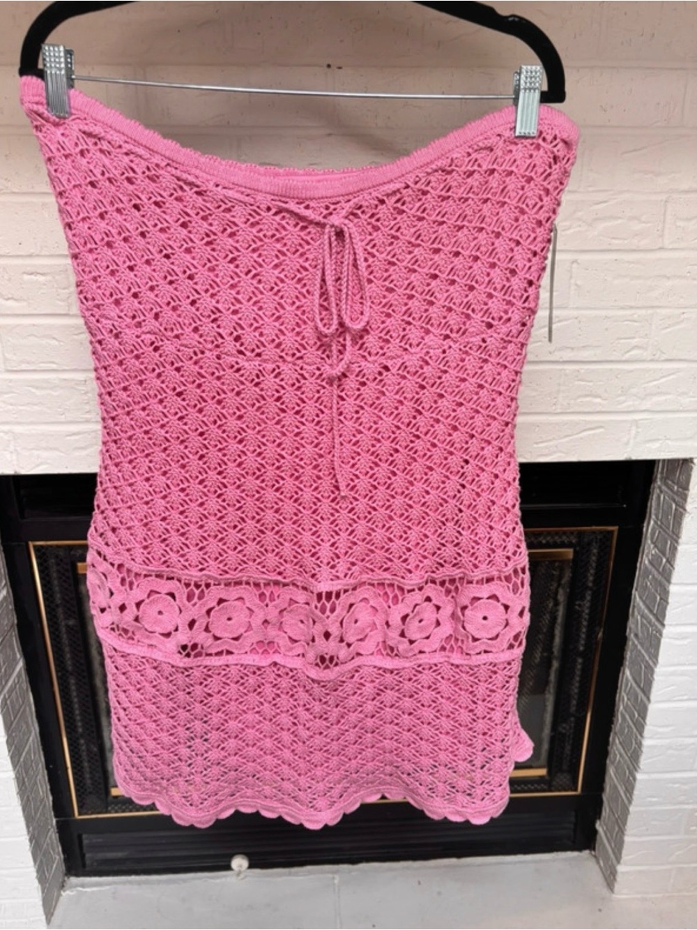 wild fable Pink Crochet Strapless Swim Cover-Up